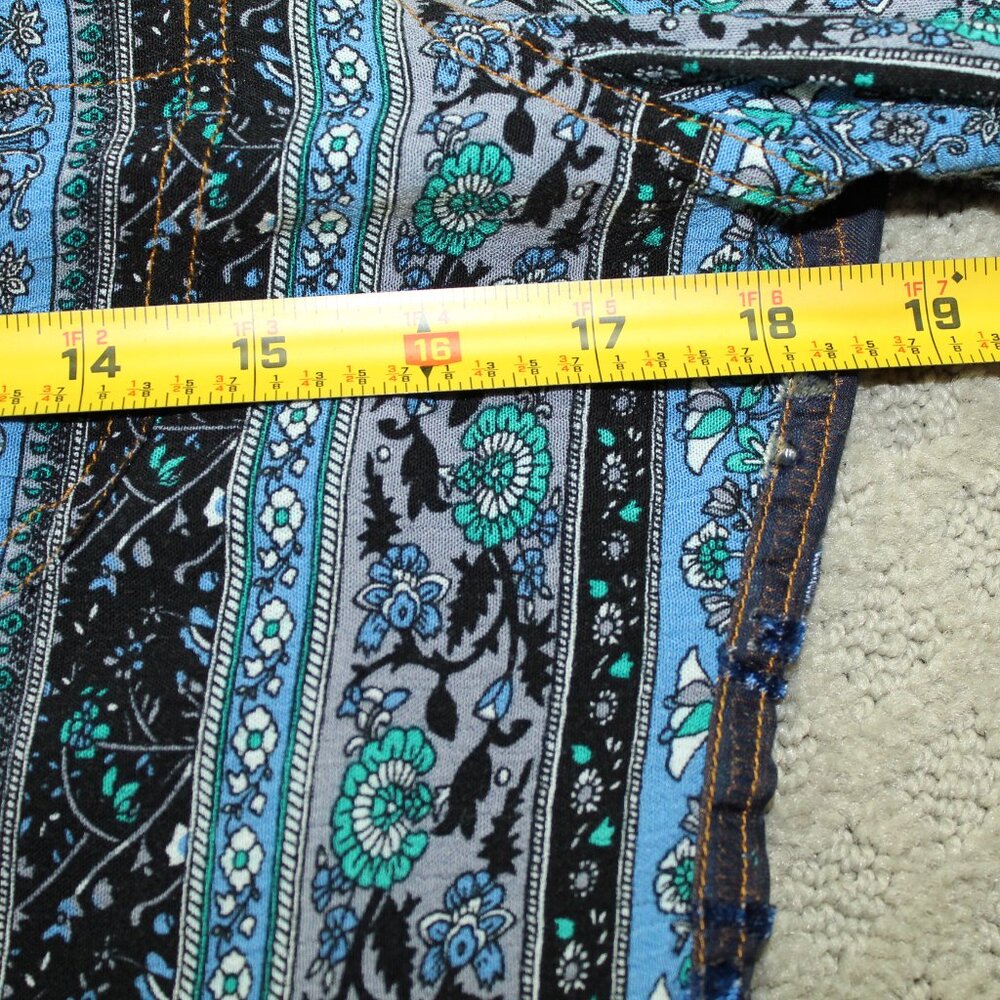 MUST OPEN TO SEE! Aratta Silent Journey Wm Sz S Blue Green Floral Striped Blouse - Picture 5 of 6